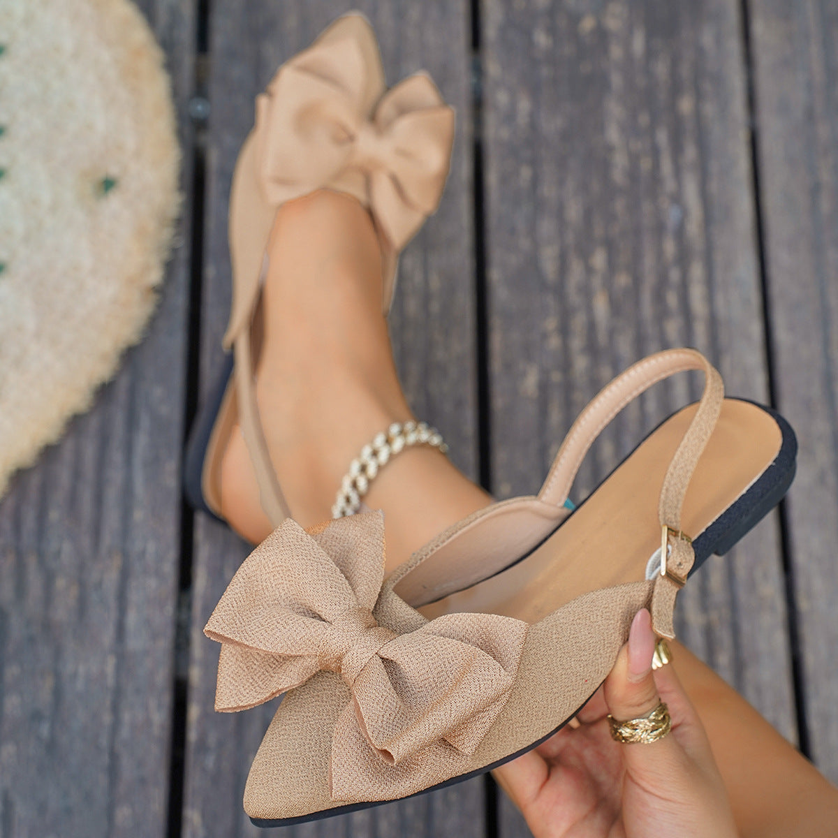 Damen Slingback Pumps mit charmantem Schleifenakzent und eleganter Spitze R&B