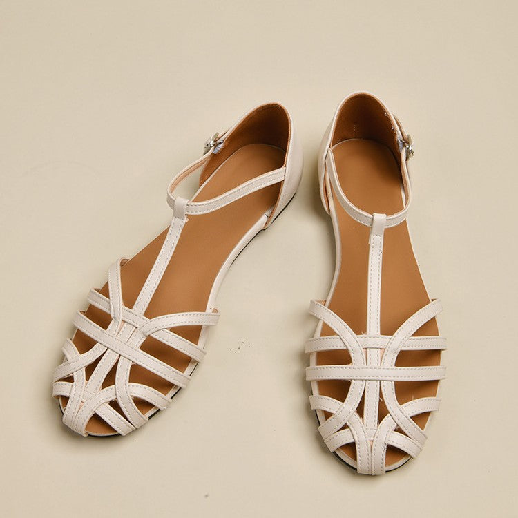 Damen elegante Flachsandalen mit verstellbarem Riemen und modischem Schnitt R&B