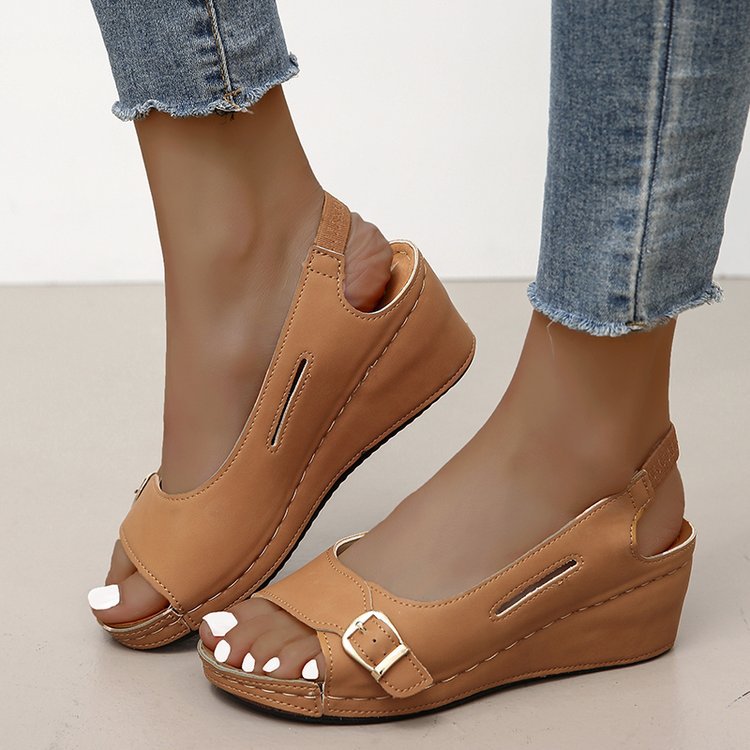 Damen Wedge-Sandalen mit komfortablem Riemchendesign R&B
