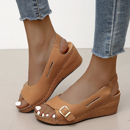 Damen Wedge-Sandalen mit komfortablem Riemchendesign R&B