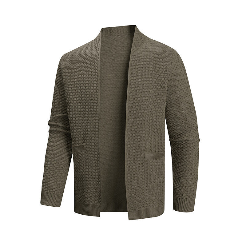 Herren Strickjacke mit modernem Strukturmuster und praktischen Taschen R&B