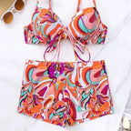 Damen Zweiteiliges Bikini-Set mit hochgezogenem Höschen und verstellbaren Trägern R&B