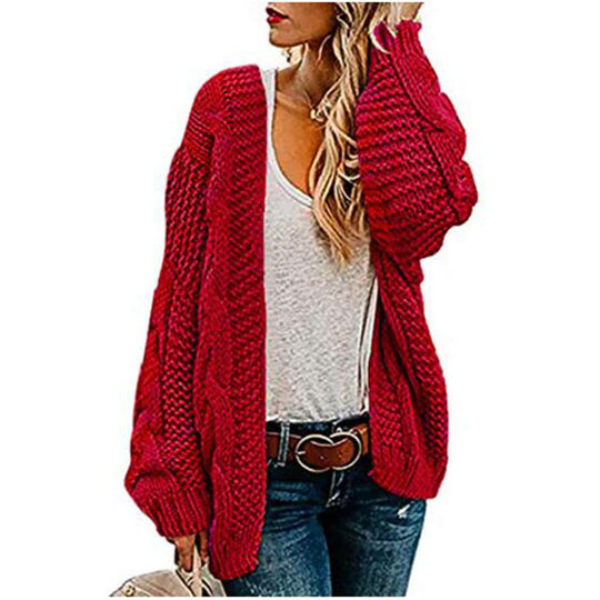 Damen Grobstrickjacke mit lässigem Schnitt und voluminösen Ärmeln R&B