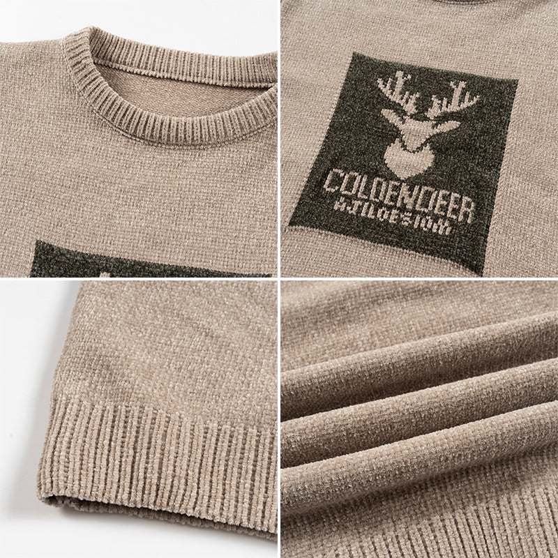 Herren Rundhalspullover mit kreativem Grafikdesign