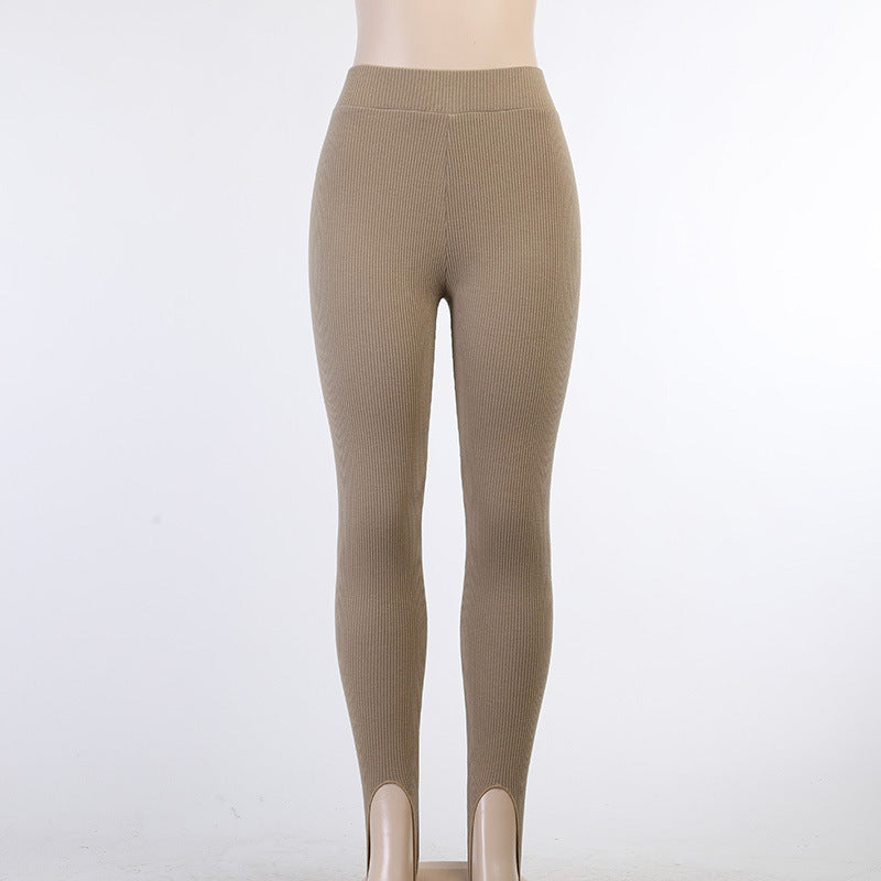 Damen Leggings mit strukturiertem Rippdesign und hohem Bund R&B