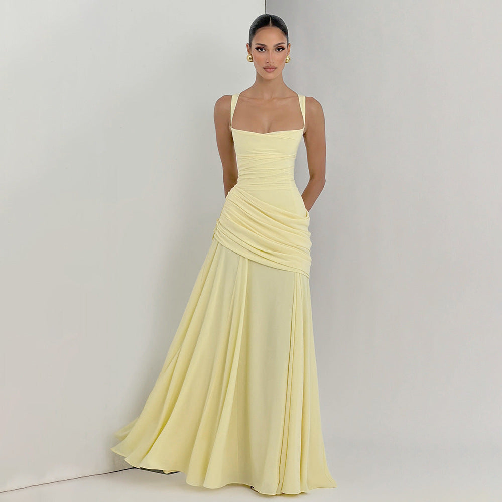 Damen Elegantes Abendkleid mit Off-Shoulder-Design und Fließendem Cape R&B
