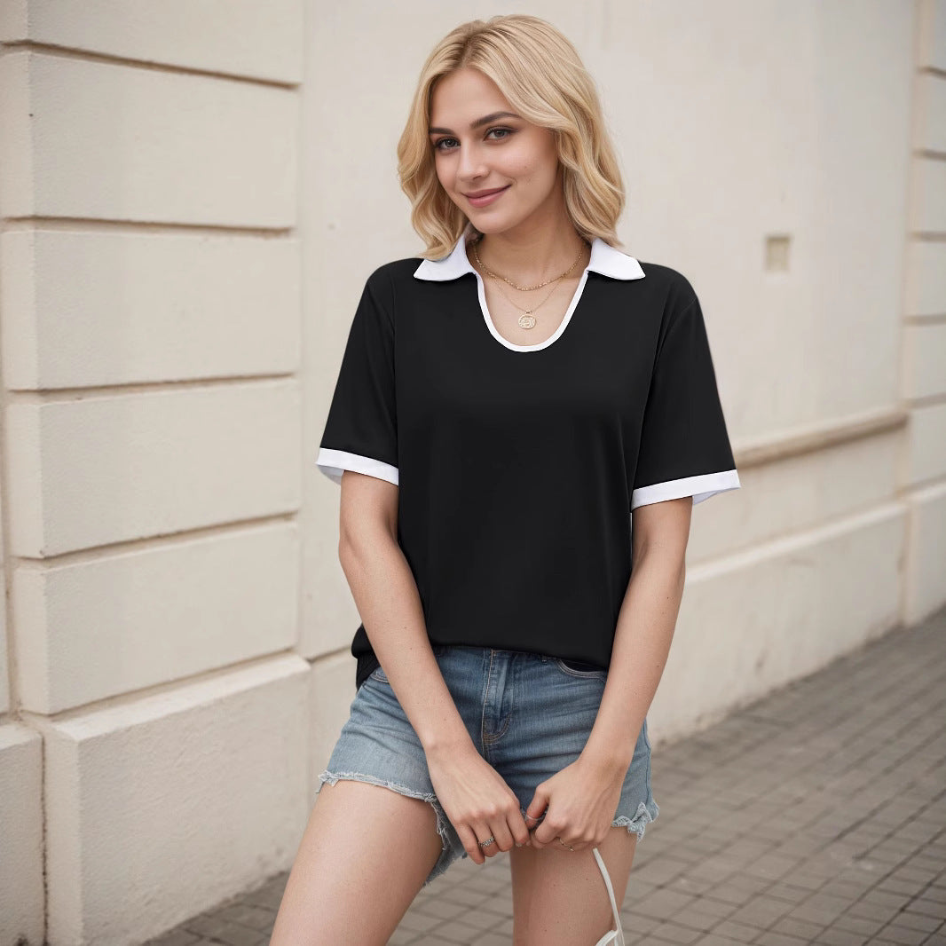 Damen Poloshirt mit modernem Schnitt und Kontrastärmeln R&B