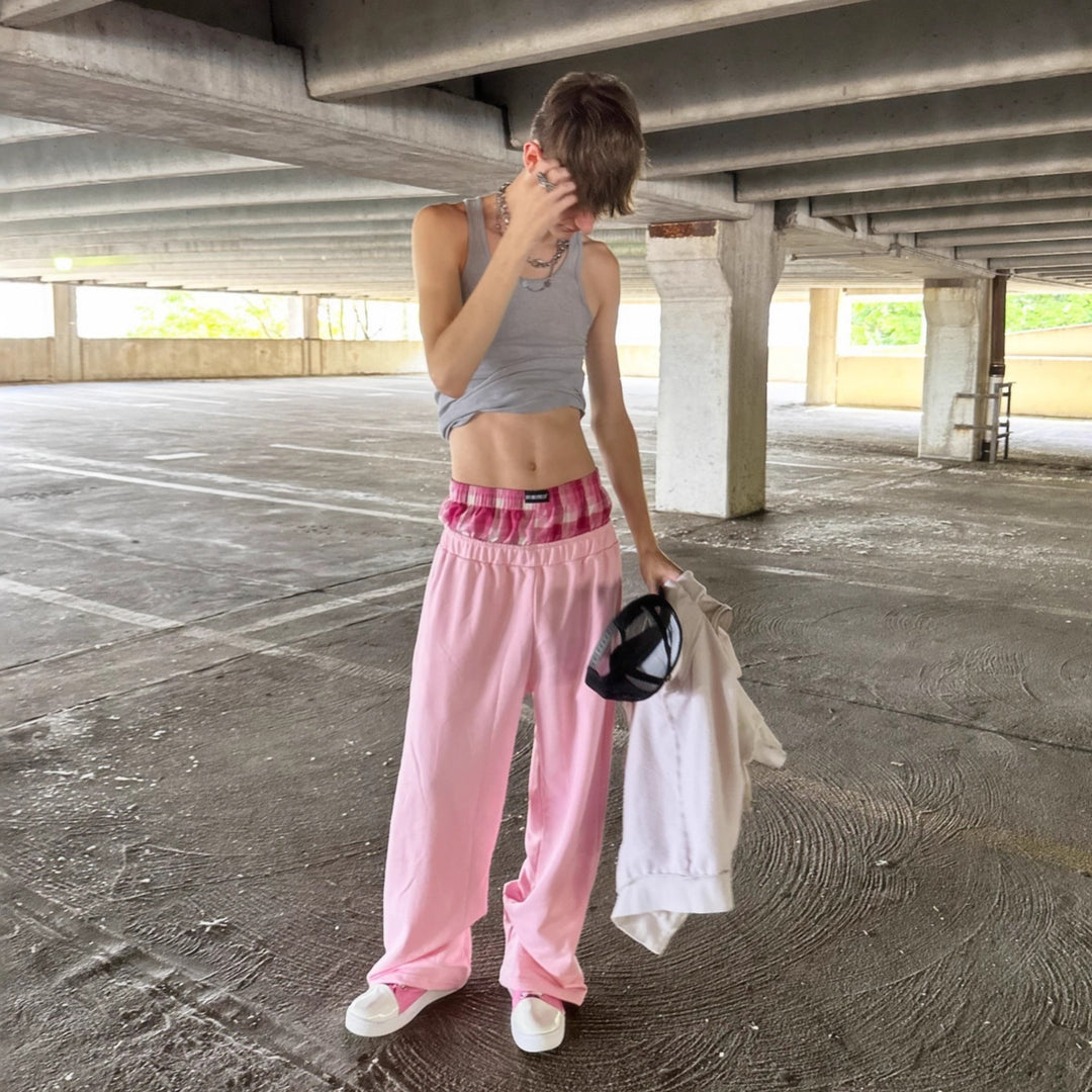 Damen nan lässige Jersey-Loungehose mit elastischem Bund und weitem Bein R&B