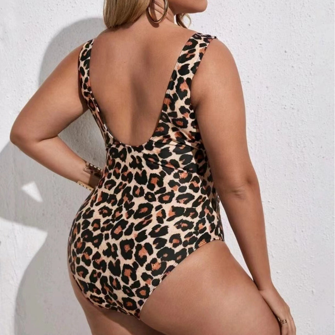 Damen gemusterter Einteiler-Badeanzug mit Cut-Out-Design R&B