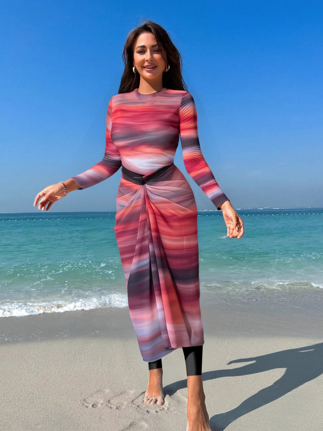 Damen eleganter Strandanzug mit Wickeloptik R&B