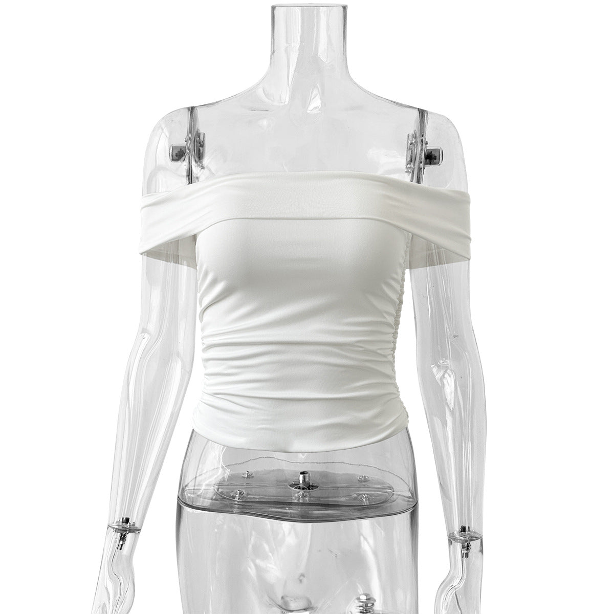 Damen Schulterfreies Crop-Top mit figurformendem Schnitt
