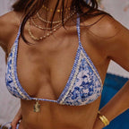 Damen Triangel-Bikini mit verspielten Knoten und eleganter Verzierung R&B