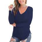 Damen V-Ausschnitt Langarmshirt aus weichem Baumwollmix R&B