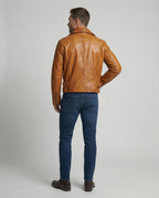 Herren Lederjacke Biker kurz mit Revers