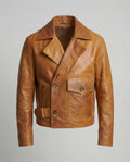 Herren Lederjacke Biker kurz mit Revers