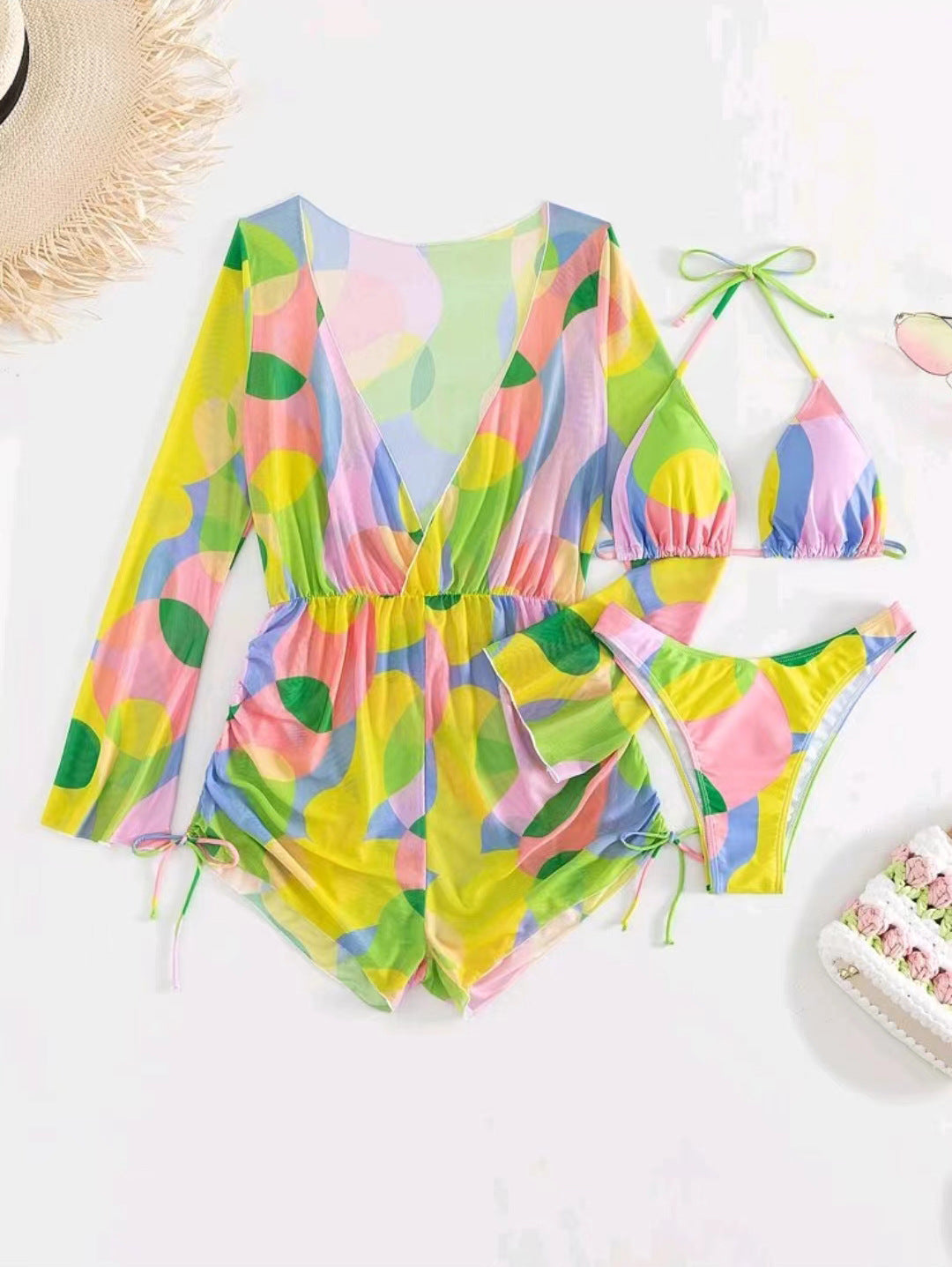 Damen Strandoutfit mit luftiger Tunika und Bikini R&B