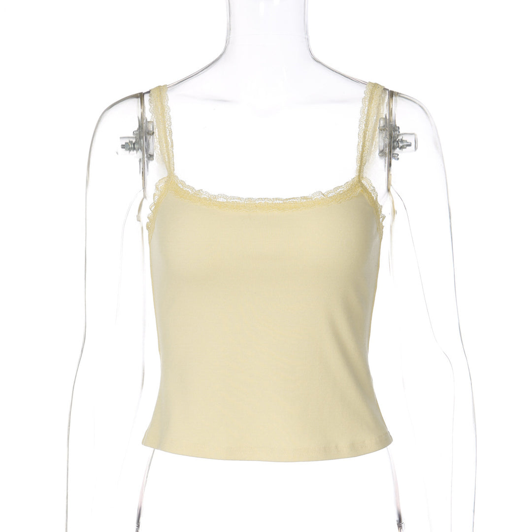 Damen Spaghettiträgershirt mit zarter Spitzenverzierung R&B