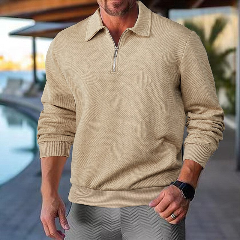 Herren Stepppullover mit halbem Reißverschluss und strukturiertem Design R&B