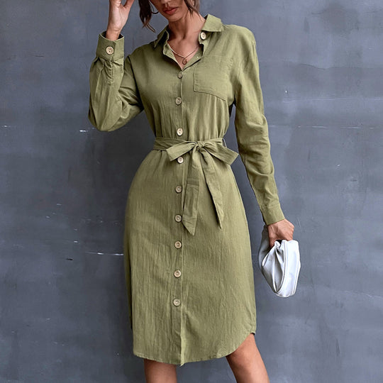 Damen Hemdblusenkleid mit Taillengürtel und praktischen Knopfdetails R&B