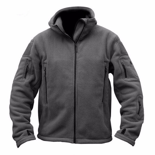 Herren Fleecejacke mit mehrfachen Taschen und verstellbarem Kapuzenkragen R&B