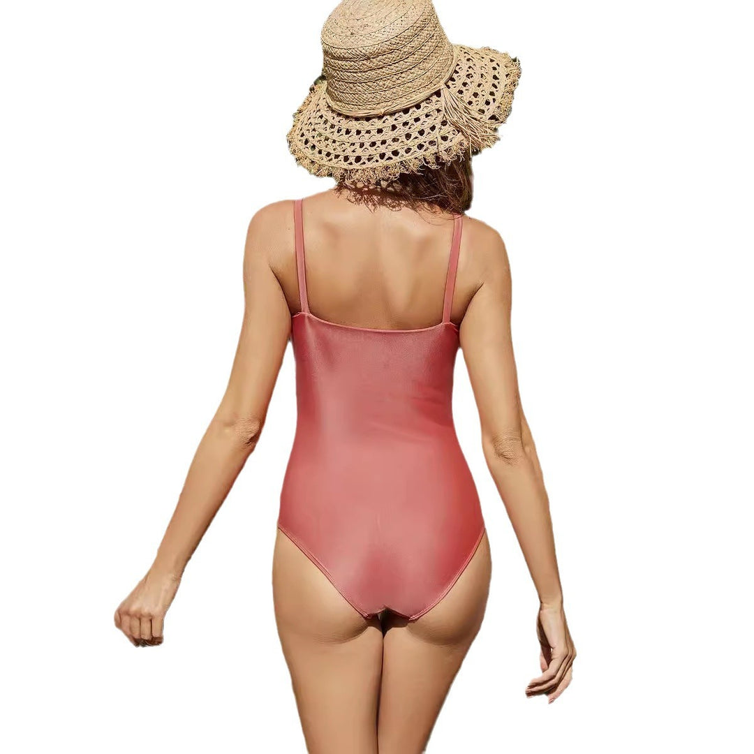 Damen Einteiler Badeanzug mit eleganten Knopfdetails R&B