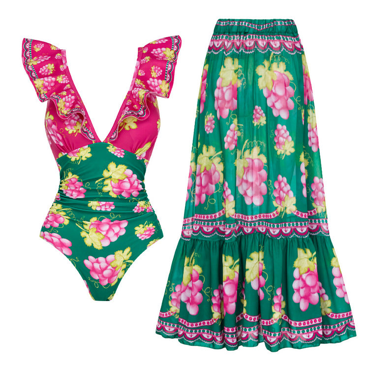 Damen Stylish Elegantes Badeanzug- und Rockset R&B