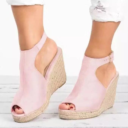 Damen Wedge-Sandaletten mit offener Zehenpartie und verstellbarem Riemen R&B