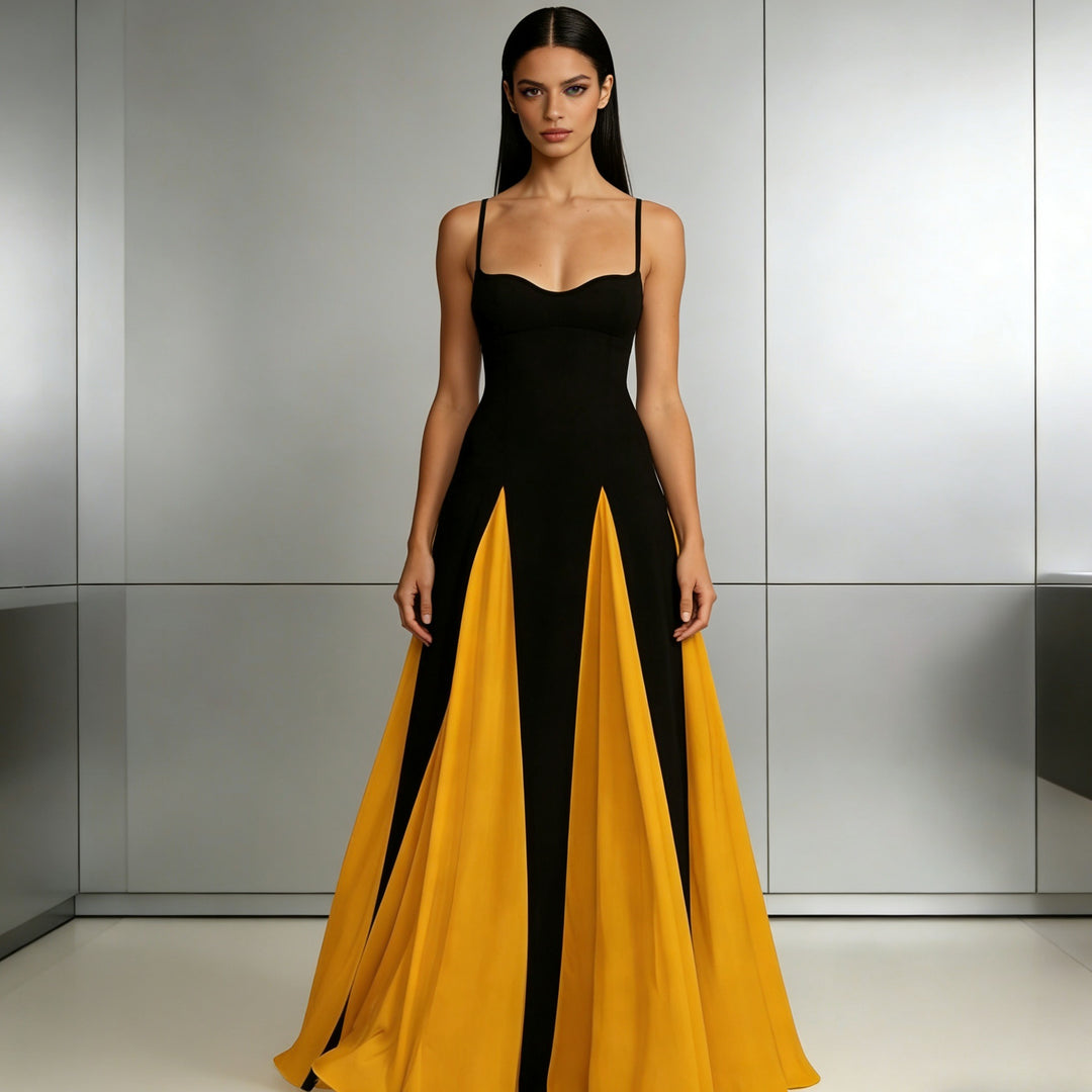 Damen Elegantes Abendkleid mit asymmetrischem Rock und zarten Trägern R&B