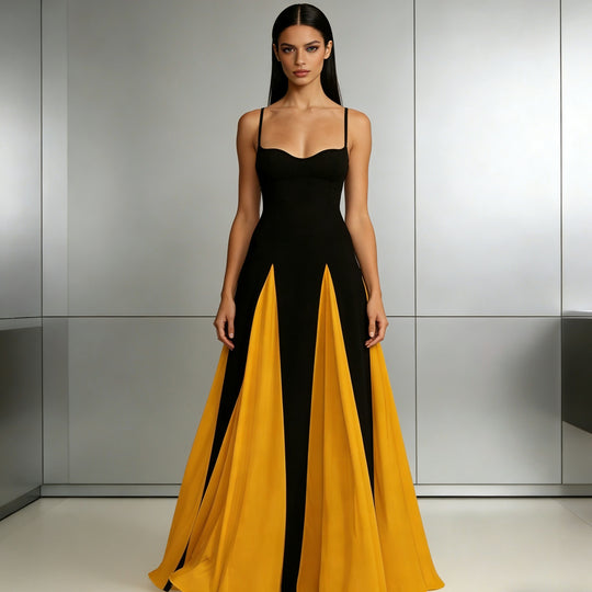 Damen Elegantes Abendkleid mit asymmetrischem Rock und zarten Trägern R&B