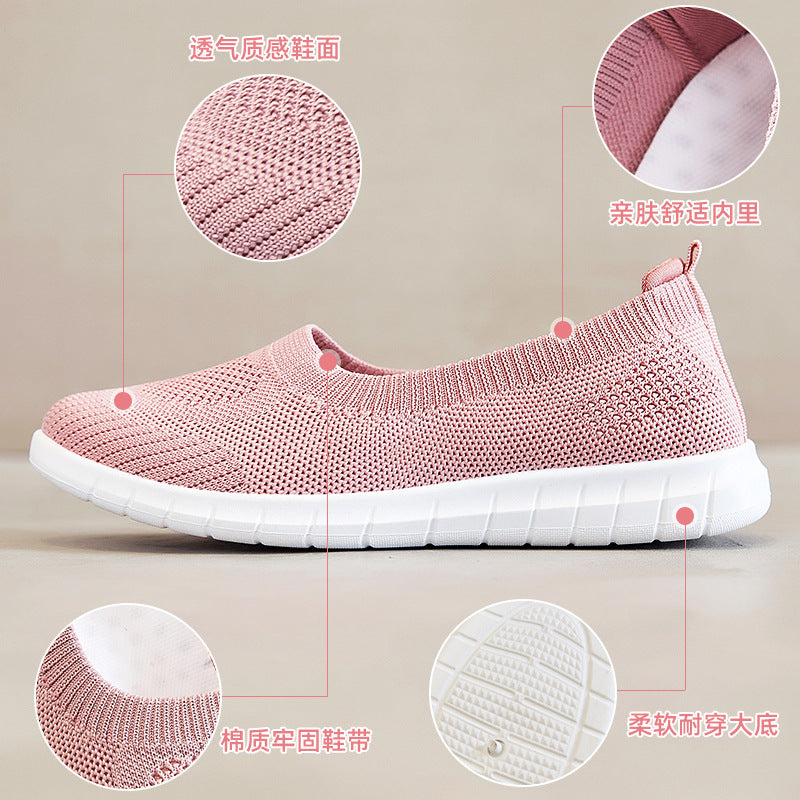 Damen Slip-On Sneakers mit atmungsaktivem Strickoberteil und rutschfester Sohle R&B