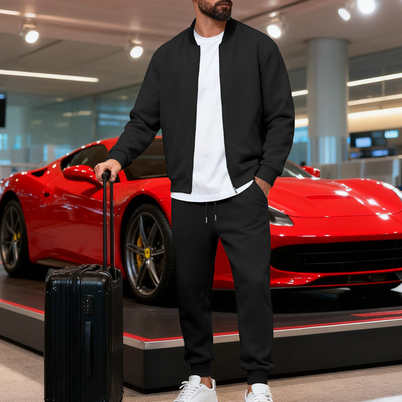Herren nan sportlicher Freizeitanzug aus weicher Baumwollmischung mit Reißverschlussjacke und elastischer Jogginghose R&B