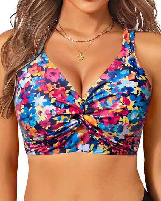 Damen sportliches Bikinioberteil mit floralem Design R&B