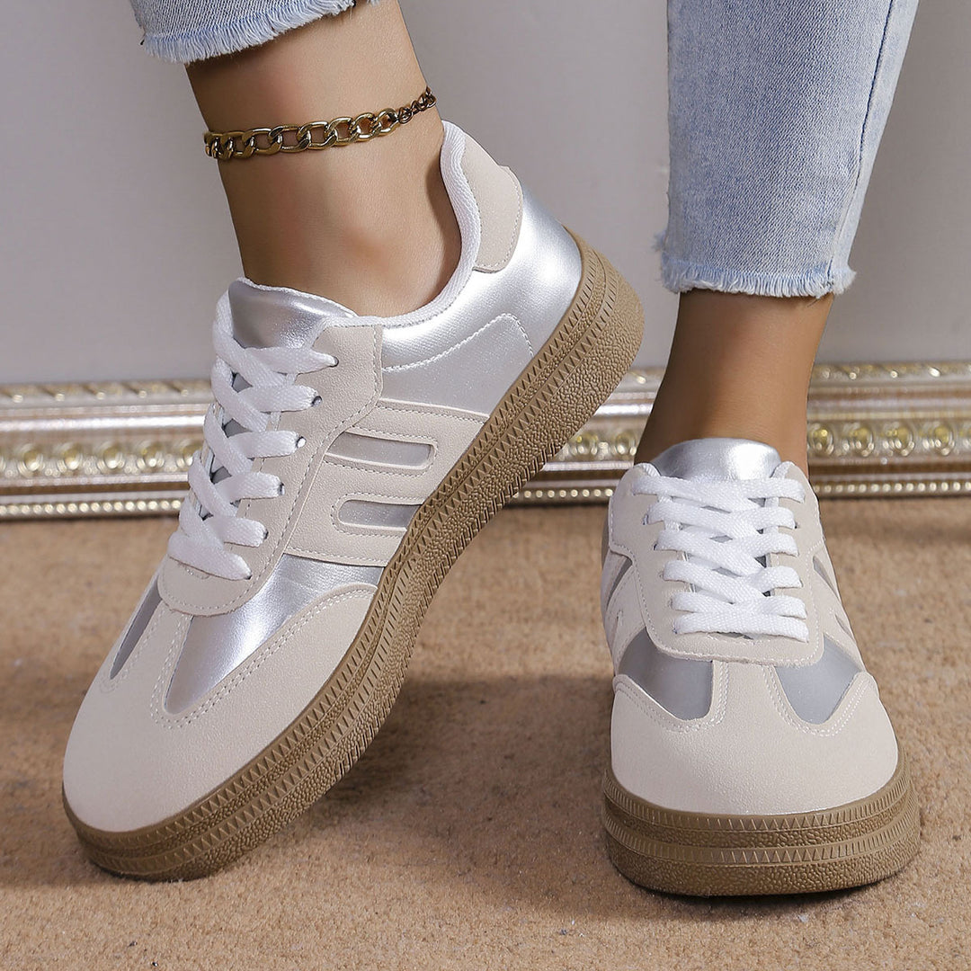 Damen Sportliche Sneakers mit satiniertem Obermaterial und Retro-Design R&B