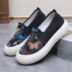 Damen Slip-On Schuhe mit buntem Schmetterlingsmuster und rutschfester Sohle R&B