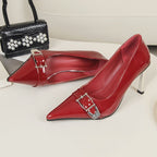Damen spitze High Heel Pumps mit dekorativem Riemen R&B