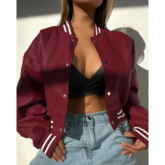 Damen Sportliche cropped Bomberjacke im Vintage-Stil R&B