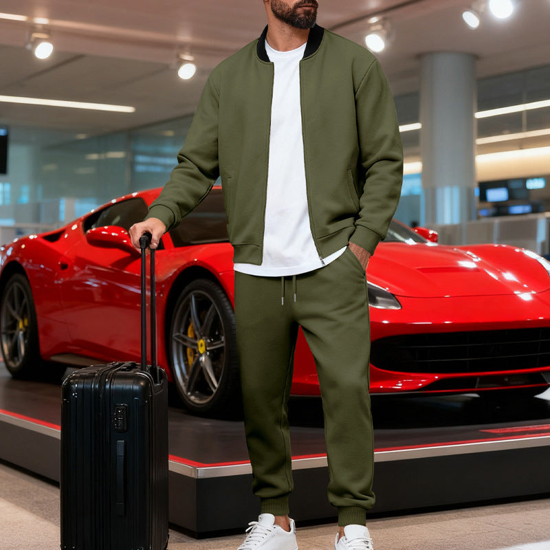 Herren nan sportlicher Freizeitanzug aus weicher Baumwollmischung mit Reißverschlussjacke und elastischer Jogginghose R&B