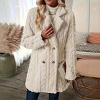 Damen Kuschelige Strickjacke mit doppelter Knopfverschluss und strukturierter Oberfläche R&B