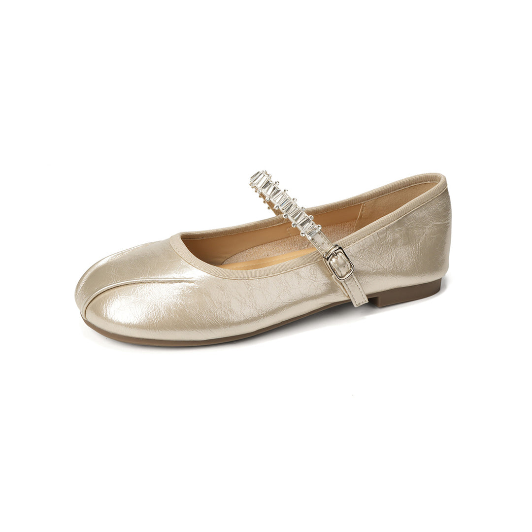 Damen Ballerinas mit elegantem Riemen und schimmerndem Obermaterial R&B