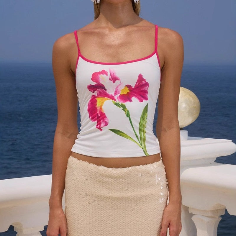 Damen Oberteil im floralen Design mit Spaghettiträgern R&B