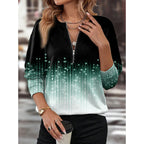 Damen Sweatshirt mit Reißverschluss und modischem Farbverlauf R&B