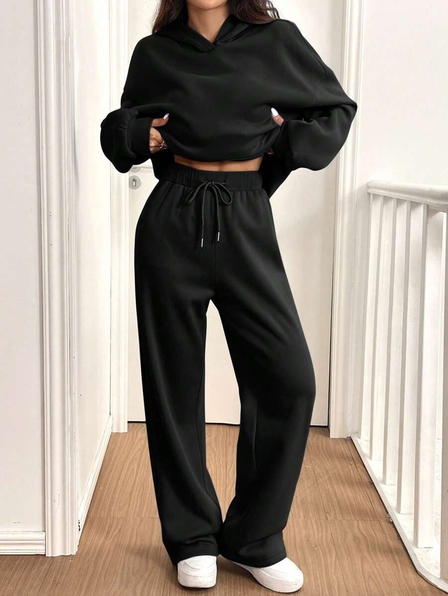 Damen Sweat-Set mit lässigem Schnitt und hohem Kragen R&B