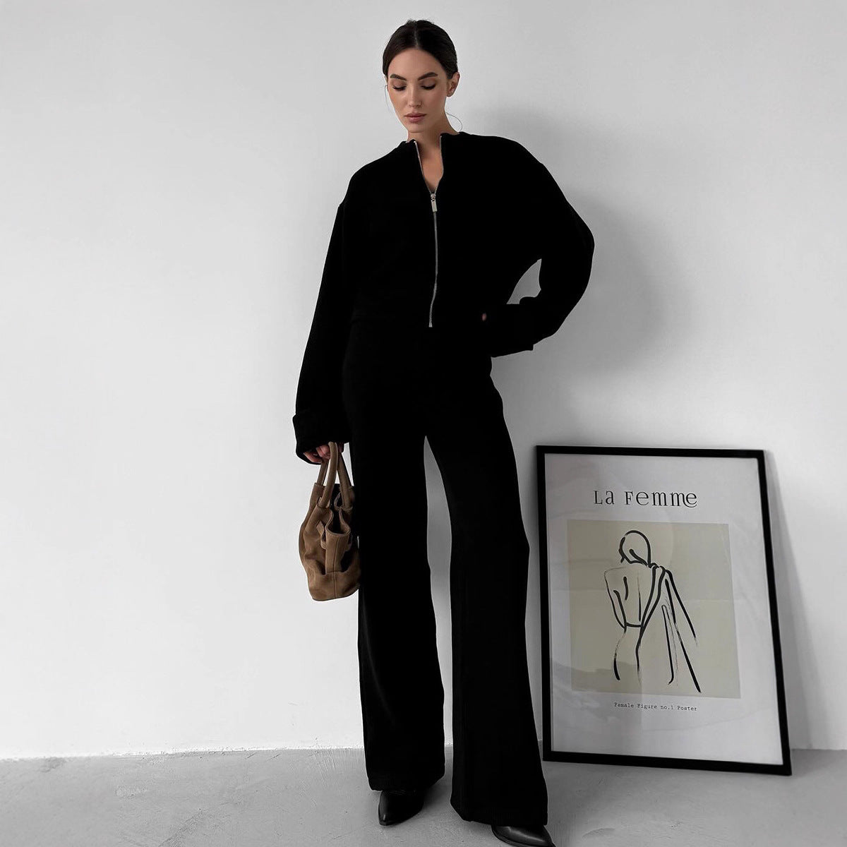 Damen Modisches und bequemes Strick-Ensemble mit weitem Schnitt R&B