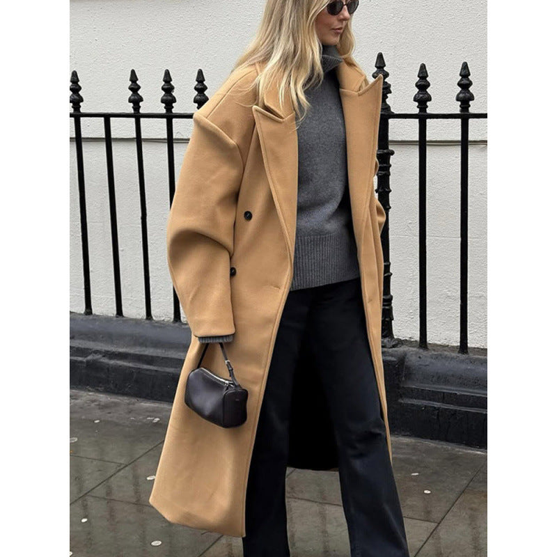 Damen eleganter Wollmantel im modernen Retro-Design R&B