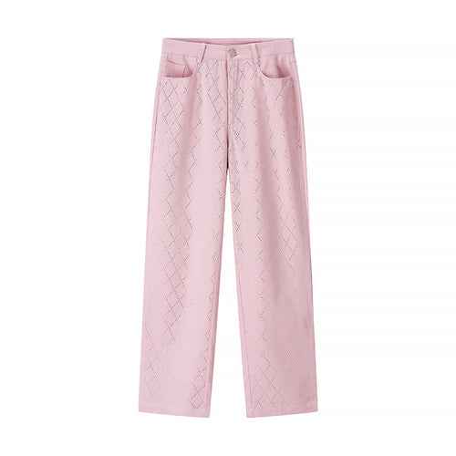 Damen weite Stoffhose mit Jacquard-Muster R&B