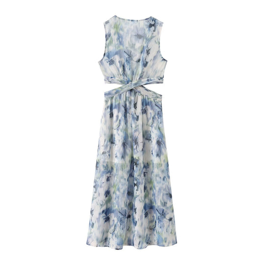 Damen Maxikleid mit elegantem, floralem Design und raffiniertem Rückenausschnitt R&B