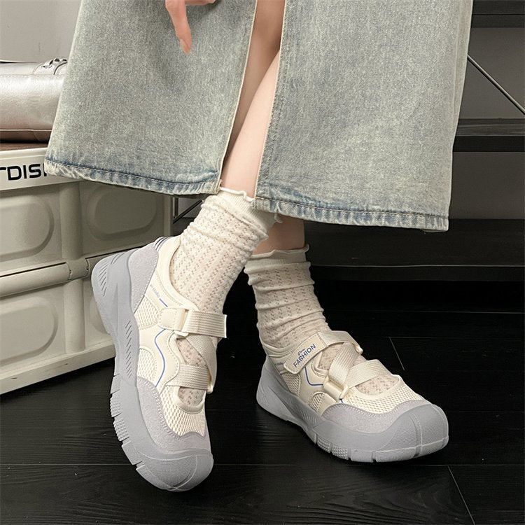 Damen modische Sneaker mit einzigartigem Riemchendesign und atmungsaktiver Oberflächenstruktur R&B
