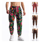Herren lässige Haremshose mit buntem Blumenmuster und Gummizug R&B