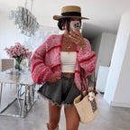 Damen Grobstrickjacke mit lässigem Schnitt und modischem Streifenmuster R&B