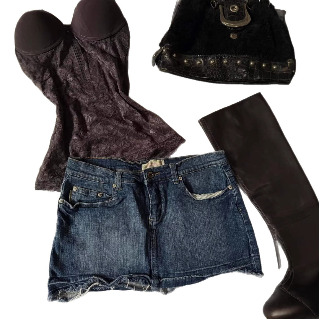 Damen Jeans-Shorts im Vintage-Stil R&B